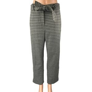 Aritzia Wilfred Womens Gray Wool Plaid Check Straight Crop Trousers Pants Size 6